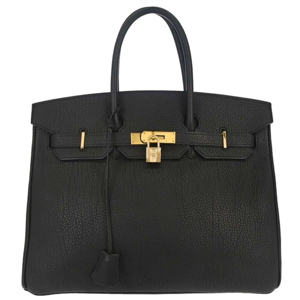 Hermes Birkin Black Togo With Gold Hardware Black Calfskin Handbag